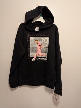 Black Kids Hoodie with Soccer Graphic - Messi